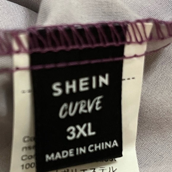 SHEIN Curve Purple and Black Patterned Tie Front Kimono Blouse 3XL - Picture 12 of 13